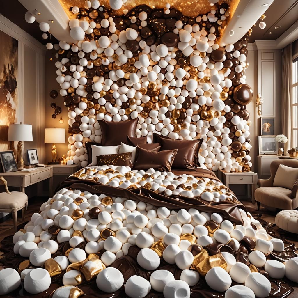 Chocolate Marshmallow Room: Whimsical Fantasy Concept Art