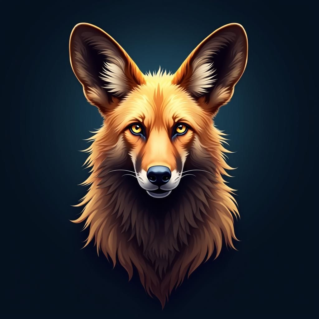Regal Wild Dog Portrait in Digital Illustration