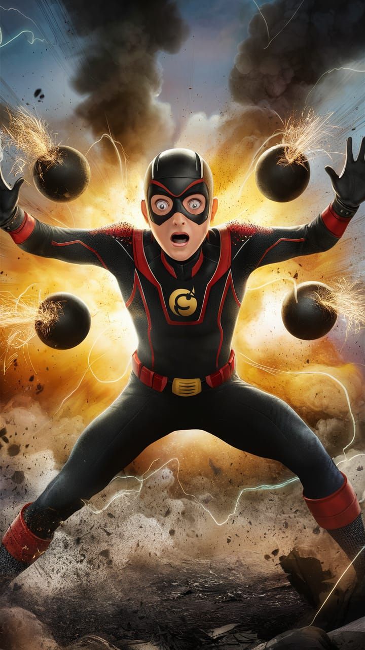 Superhero Boom Bam Bang in Comic Explosion