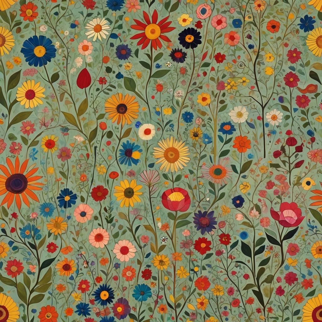 Botanical Filigree in Abstract Expressionist Style