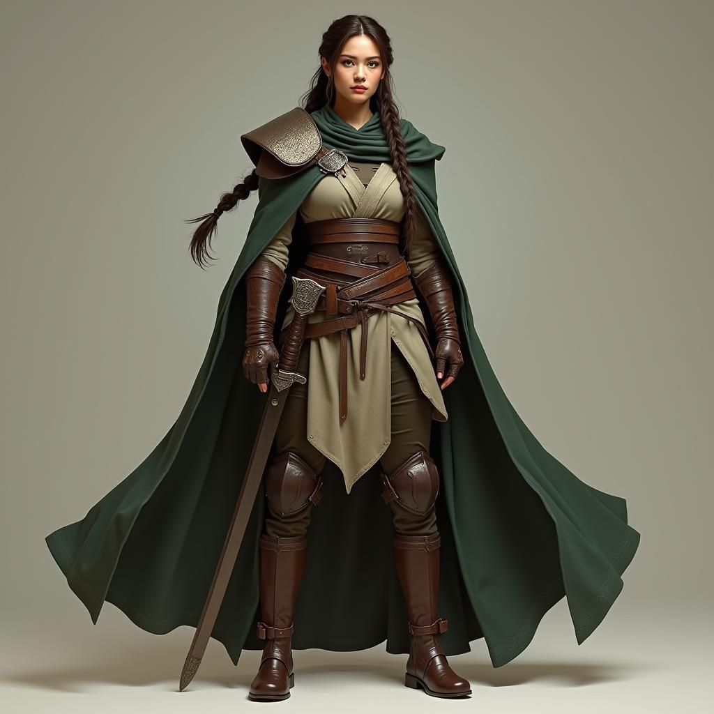 Female Warrior in Earthy Tones: Fantasy Illustration