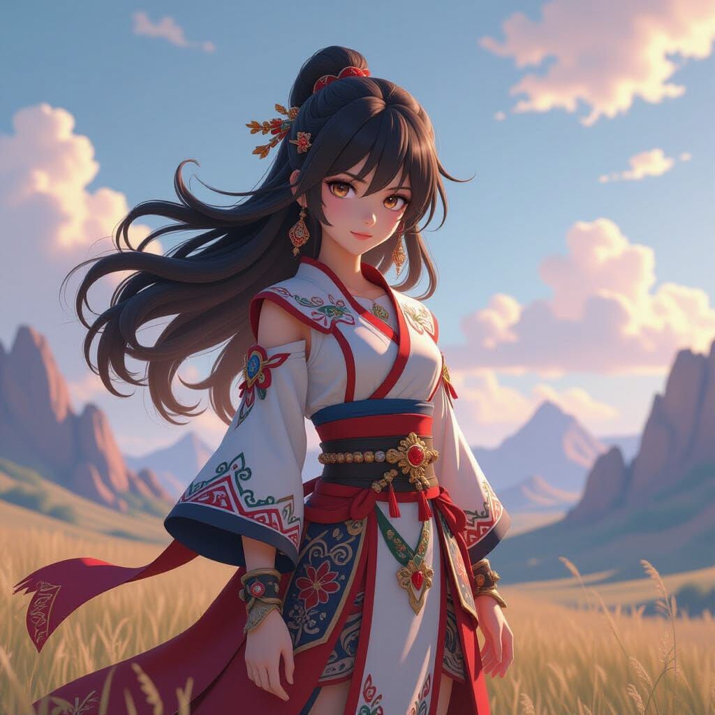 Mystical Anime Girl in a Fantasy Landscape