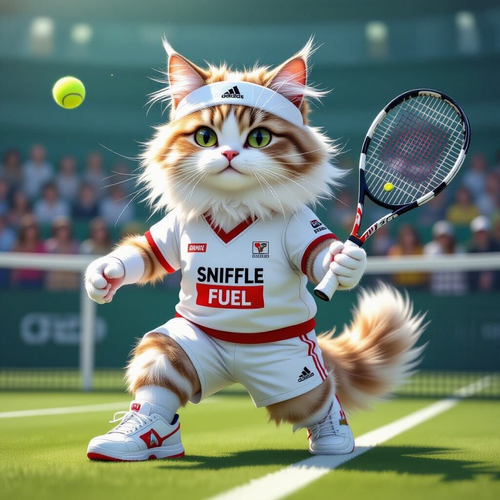 Cat Tennis Champion at Wombledon Finals