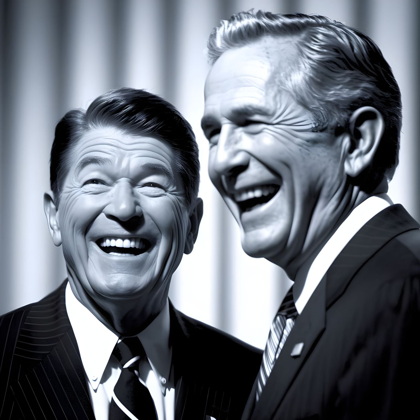 Quand Ronald ricane, Bush rit