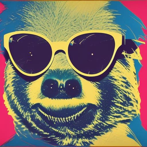 Sloth in Sunglasses: Pop Art Screen Print