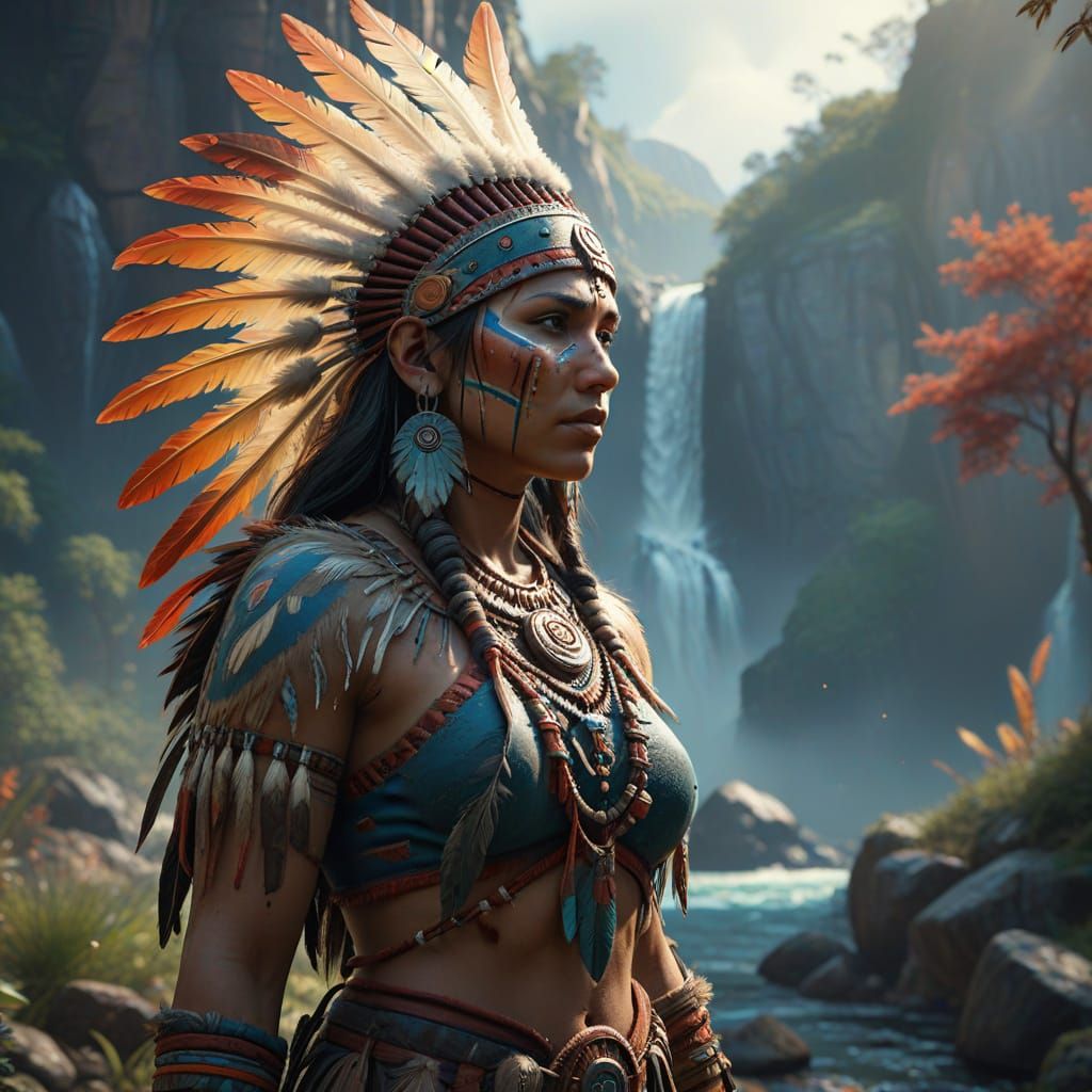 Native American Day in Fantastical Matte Painting Style