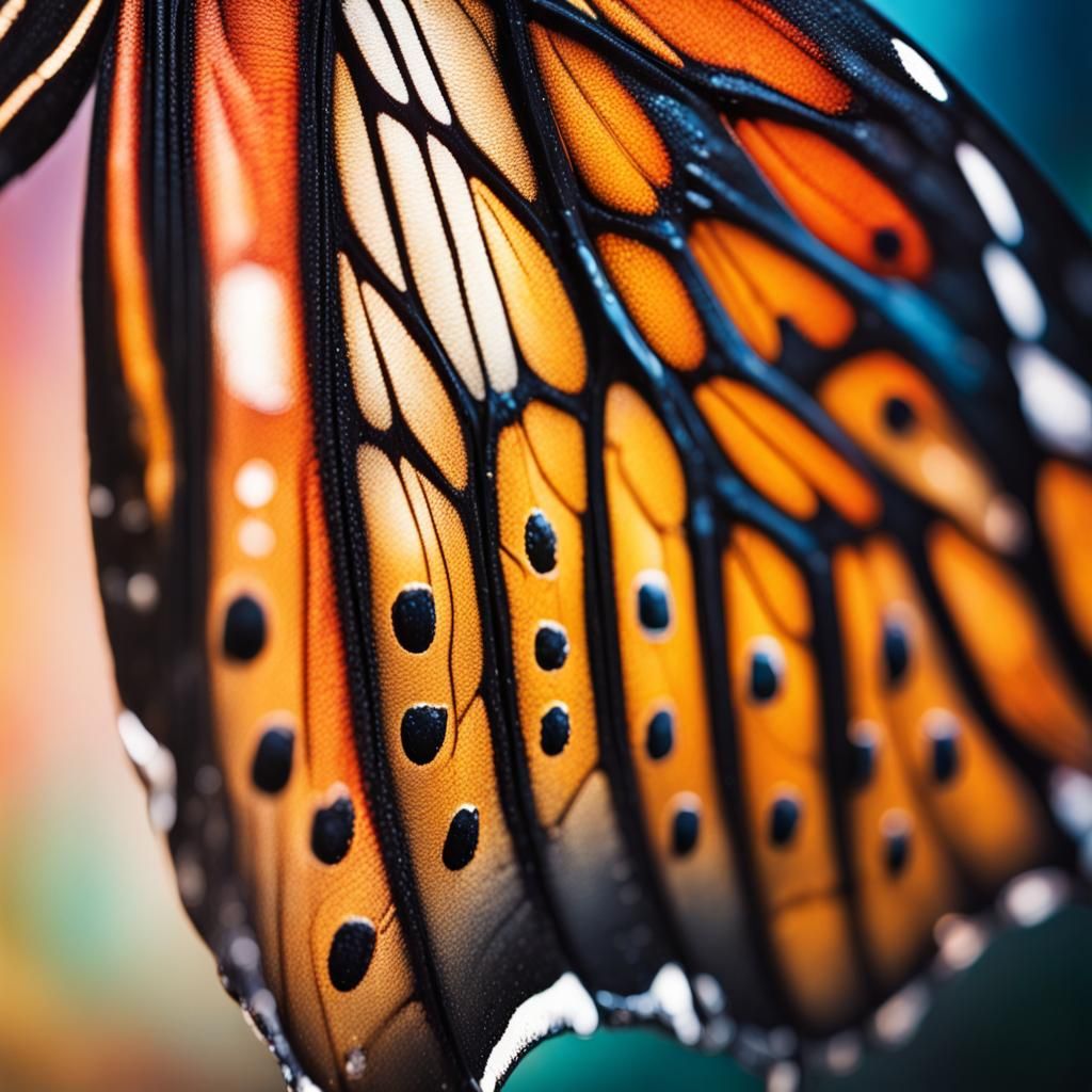 Hyperrealistic Macro Butterfly Wing in Splash Art Style