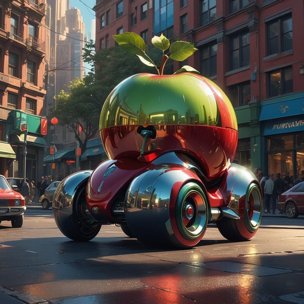 Apple Car Concept Art in Syd Mead Style