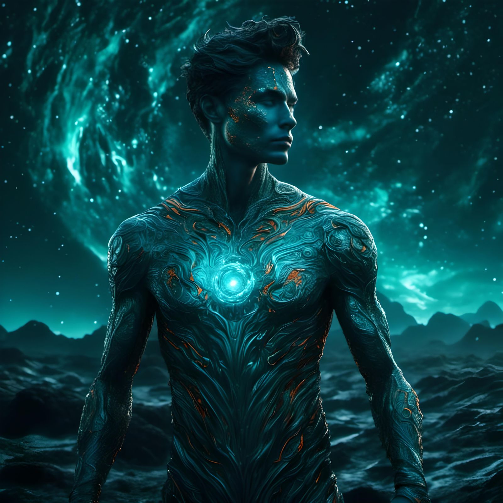 Soul Reincarnation on Green Planet in Hyperreal Style