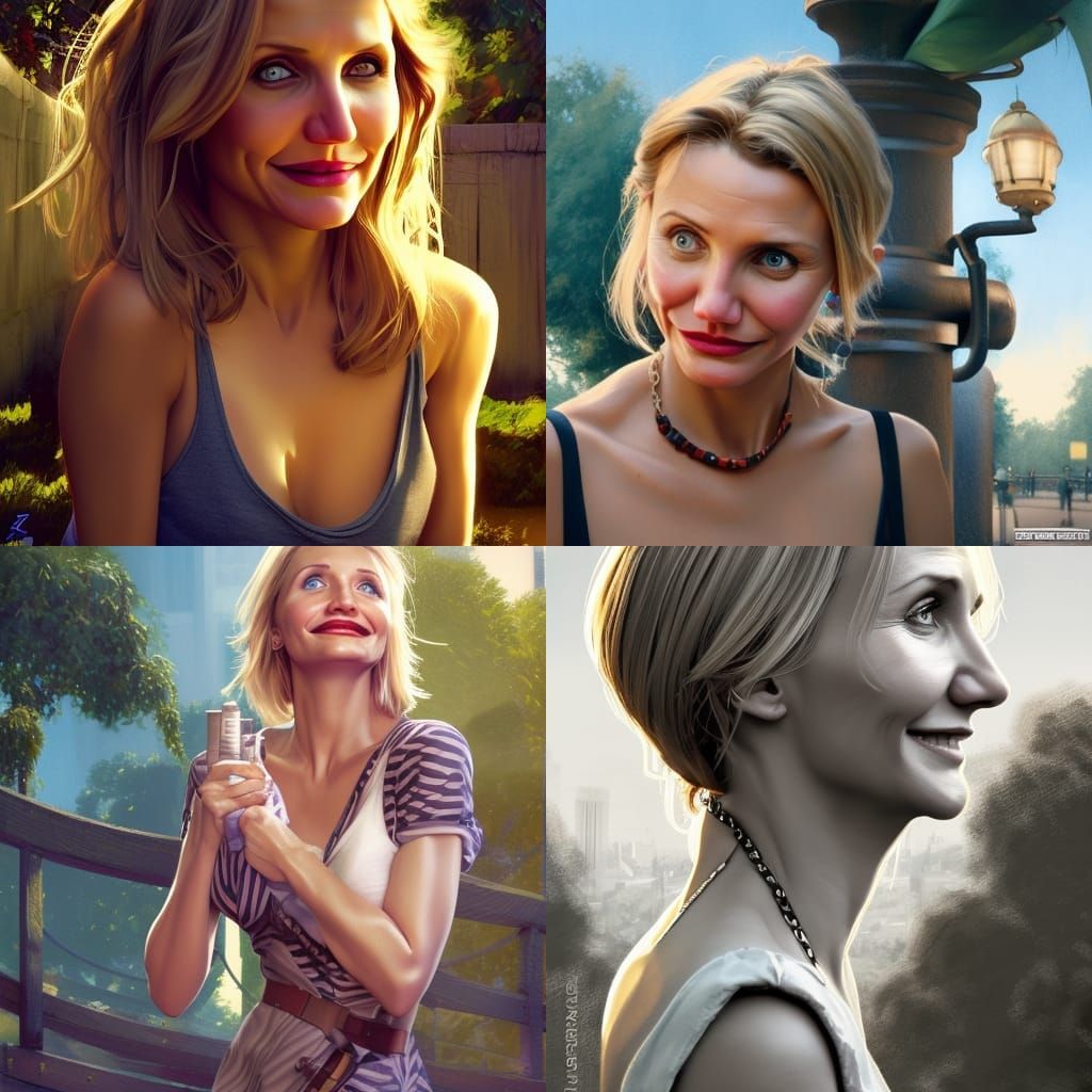 Cameron Diaz in Park, Digital Art Style