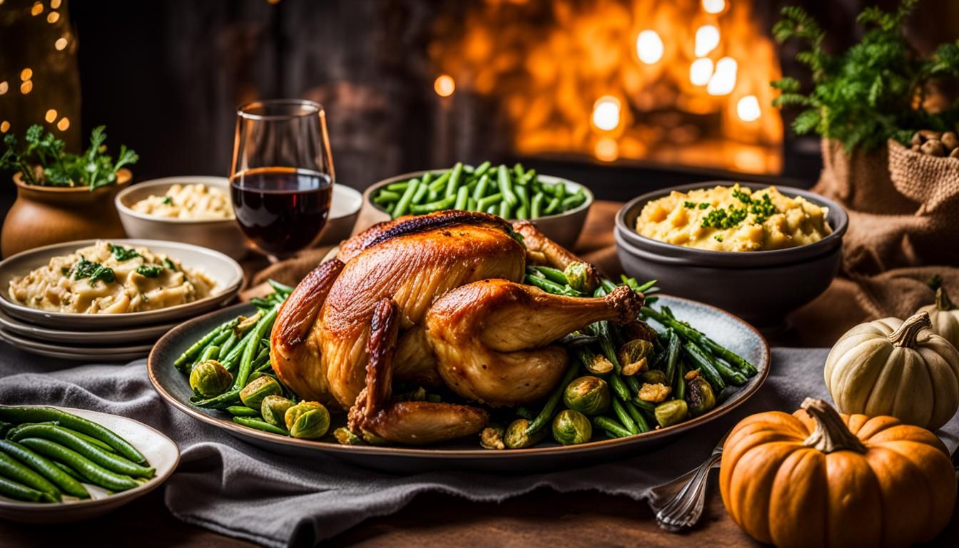 Vegan Thanksgiving Dinner in Golden Hour Lighting