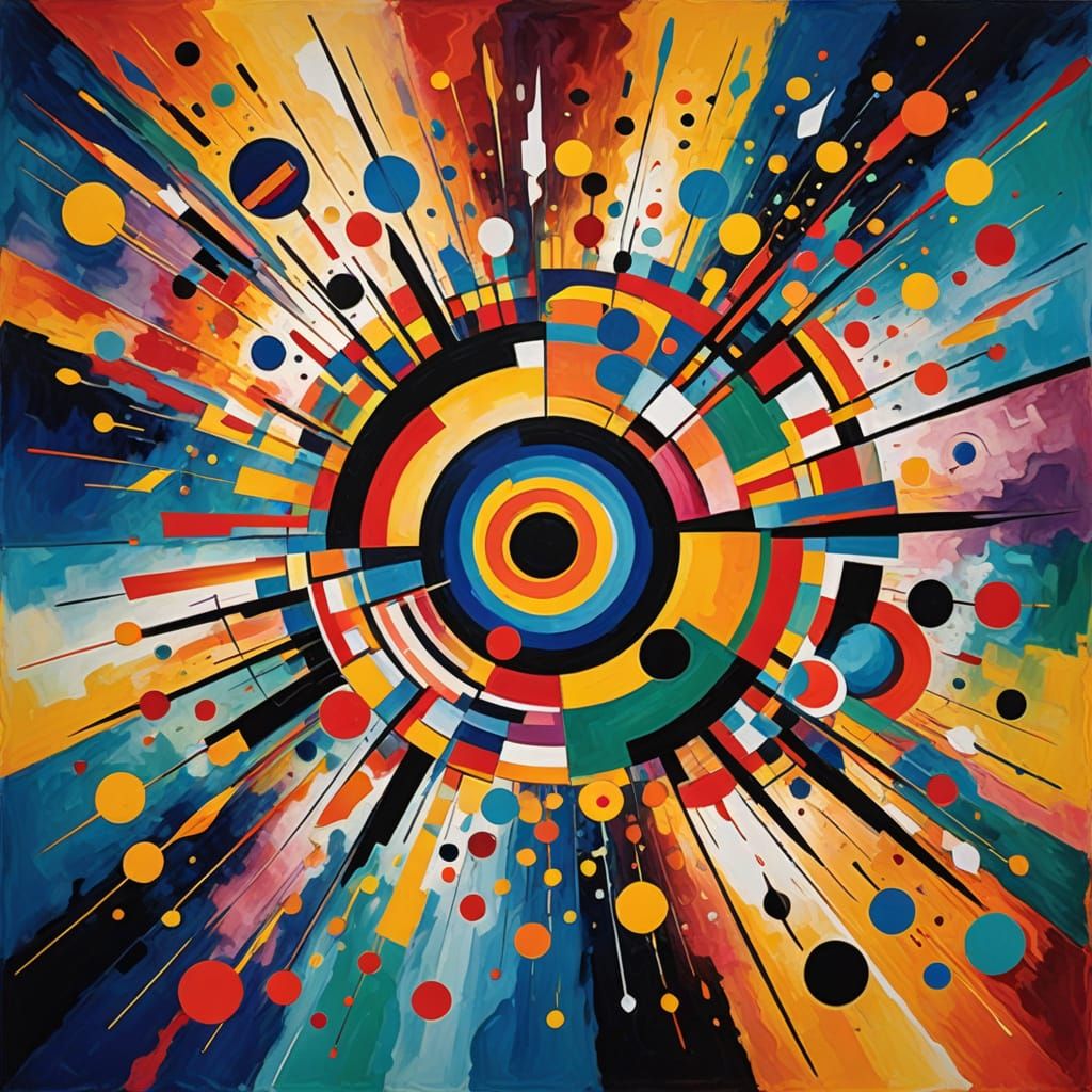 Vibrant Abstract Expressionist Scene with Spiritual Music