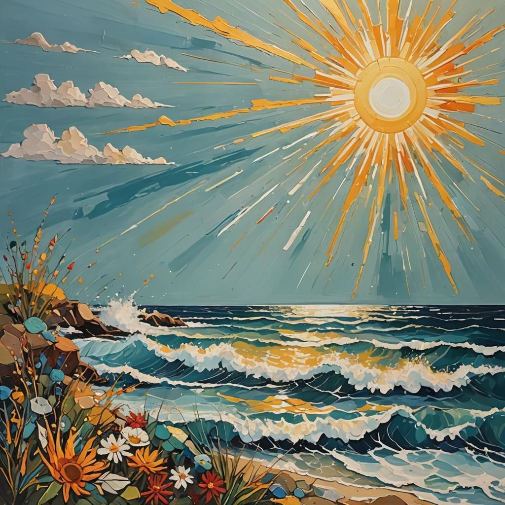 Abstract Ocean Scene in Complementary Colors