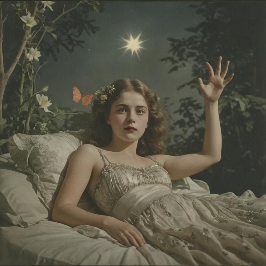 Dreamlike Scene in Hand-Colored Photo Style