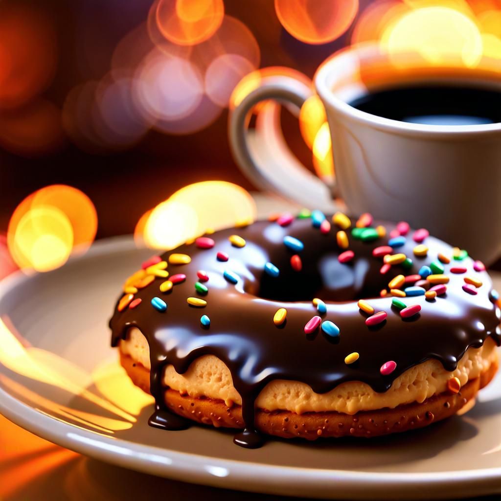Delicious Chocolate Donut and Coffee Still Life