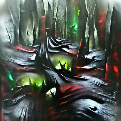 Abstract Acrylic Forest Scene with Light