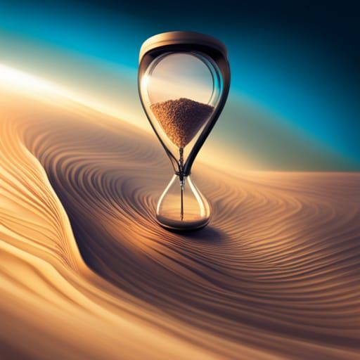 Hyperrealistic Sands of Time in Hourglass