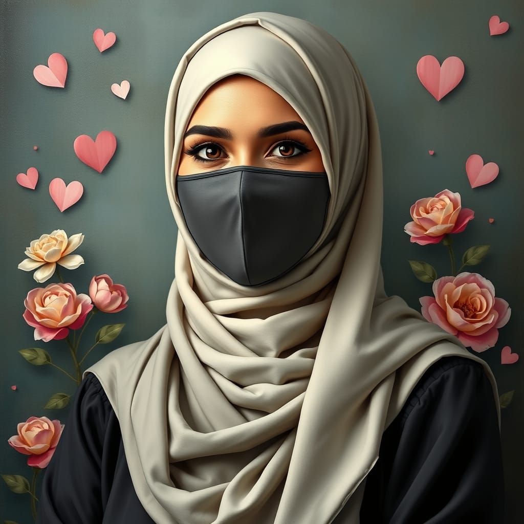 European Hijabi Businesswoman Portrait with Flowers