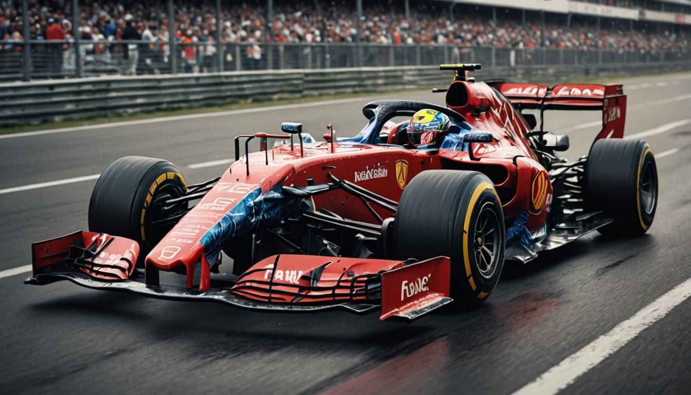 Hyperrealistic F1 Racing Car in Dynamic Motion