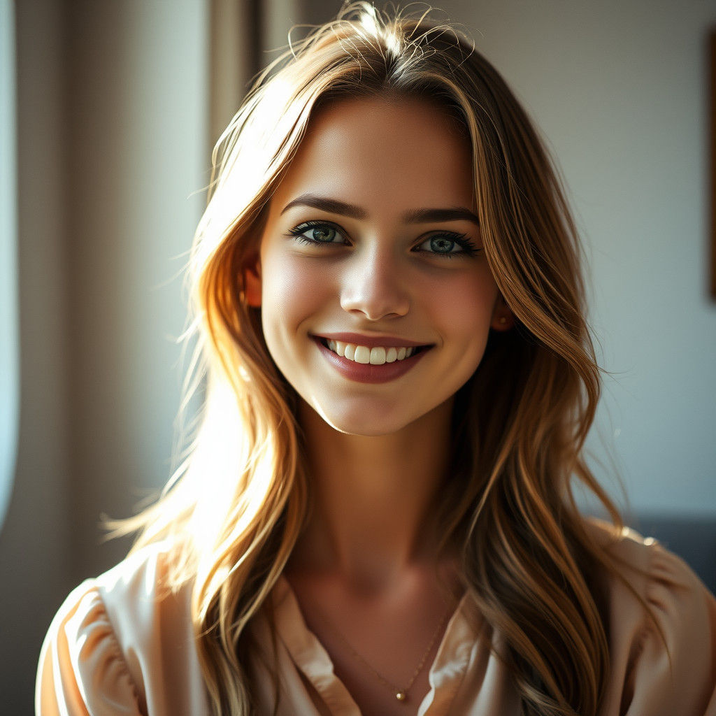 Radiant Young Woman Portrait in Cinematic Film Style
