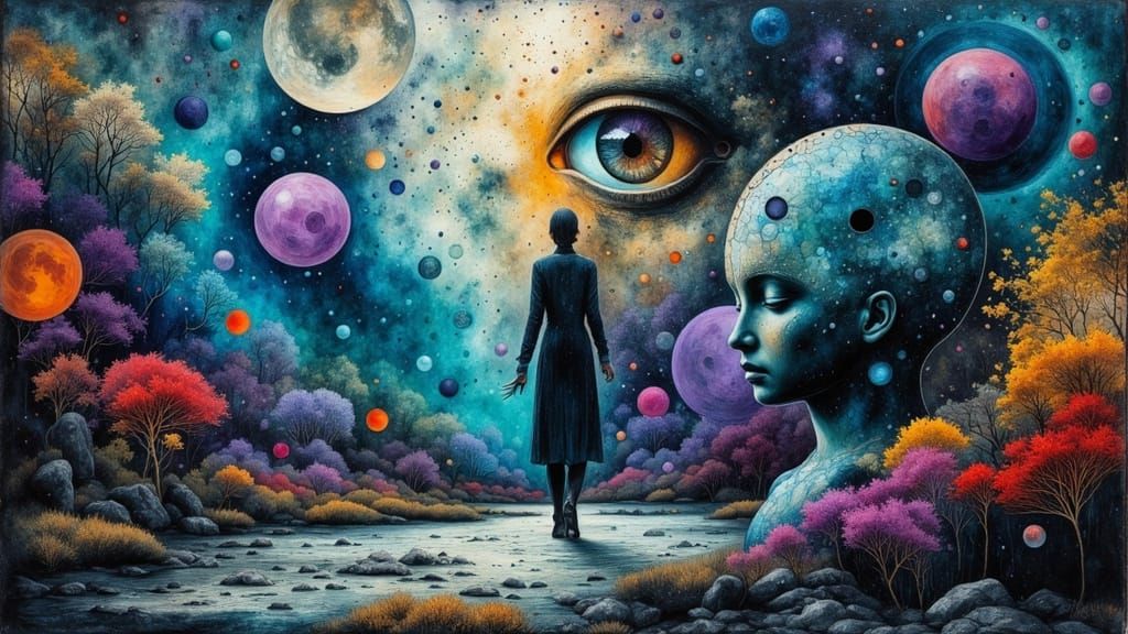 Surreal Infinite Mystery in Combined Art Styles