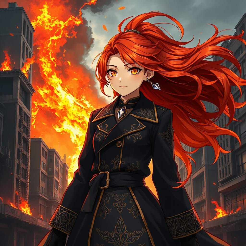Determined Dystopian Heroine in Fiery Inferno