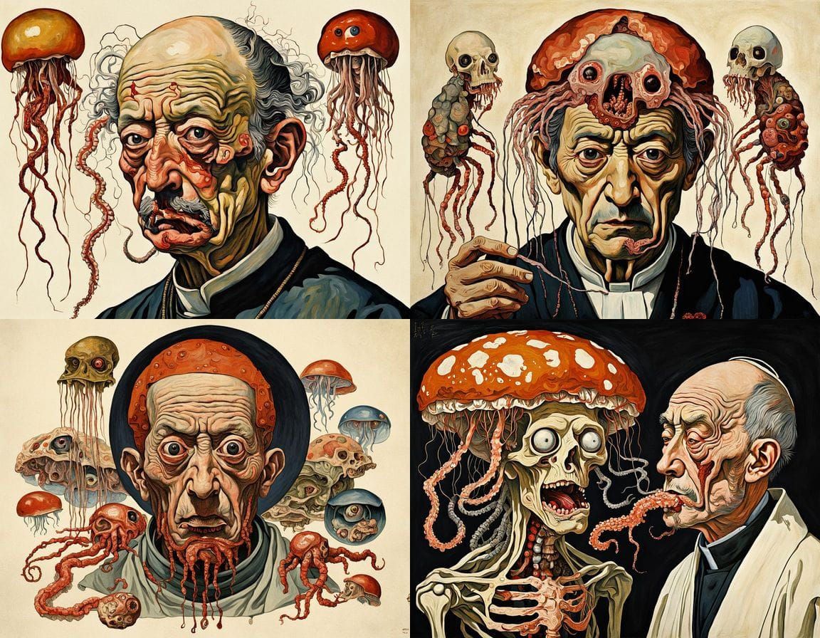 Surreal Mythical Hybrid in Ukiyo-e and Oil Painting Style