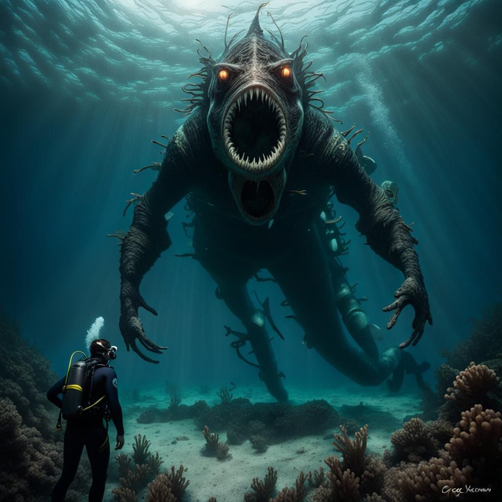 Diver's Sinister Underwater Sea Monster Encounter