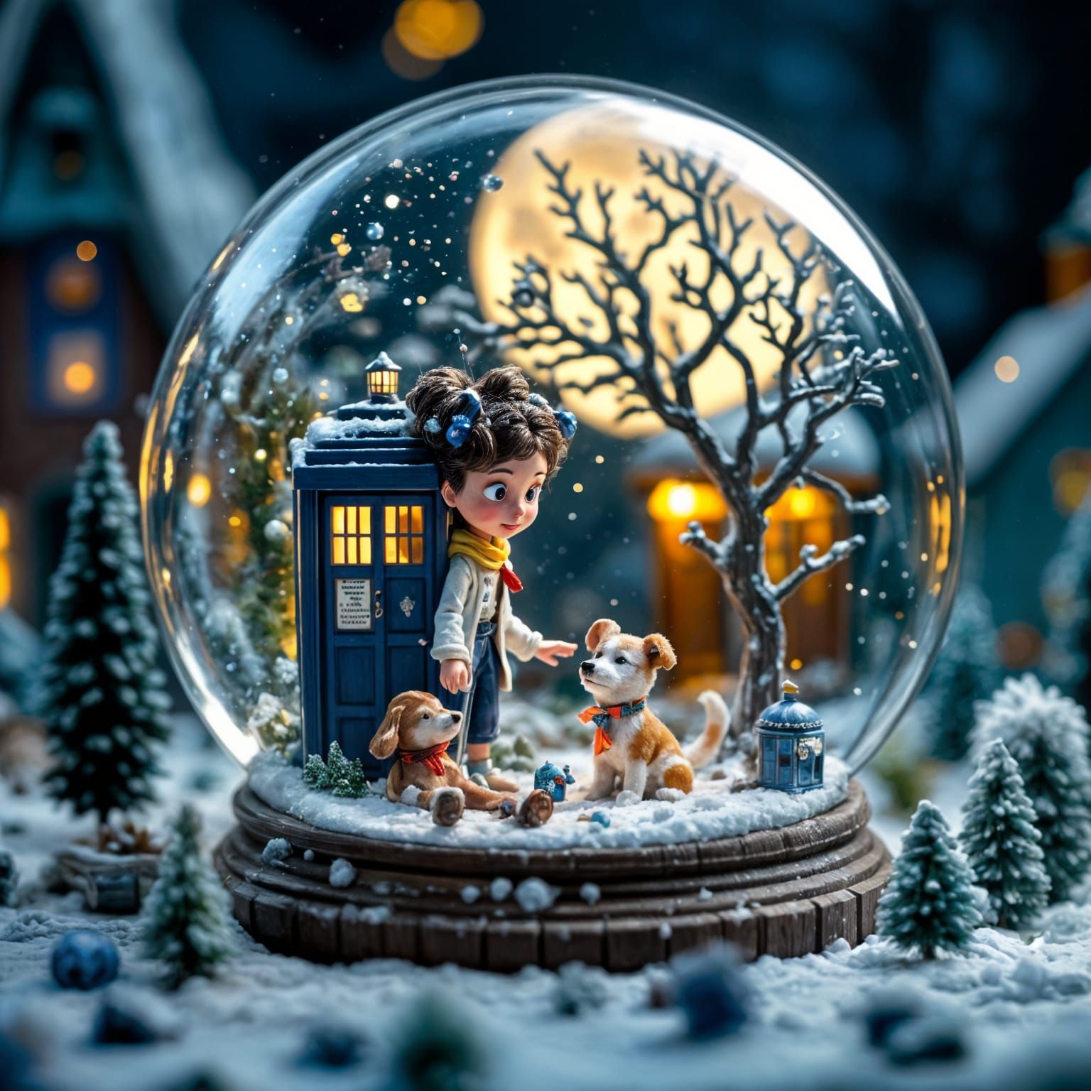 Whoville Snow Globe with TARDIS and Cindy Lu Who on a Full M...