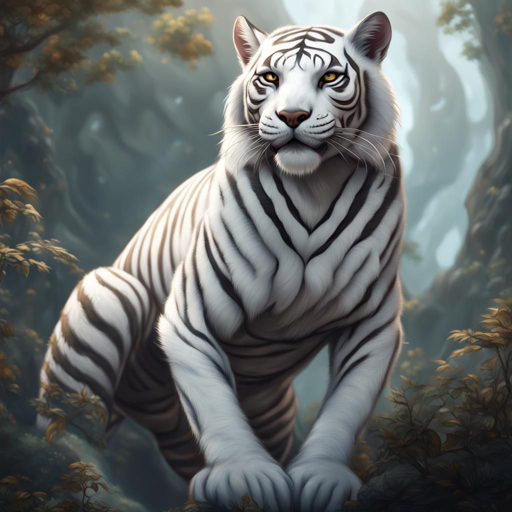 Anthro White Tigress Fantasy Concept Art