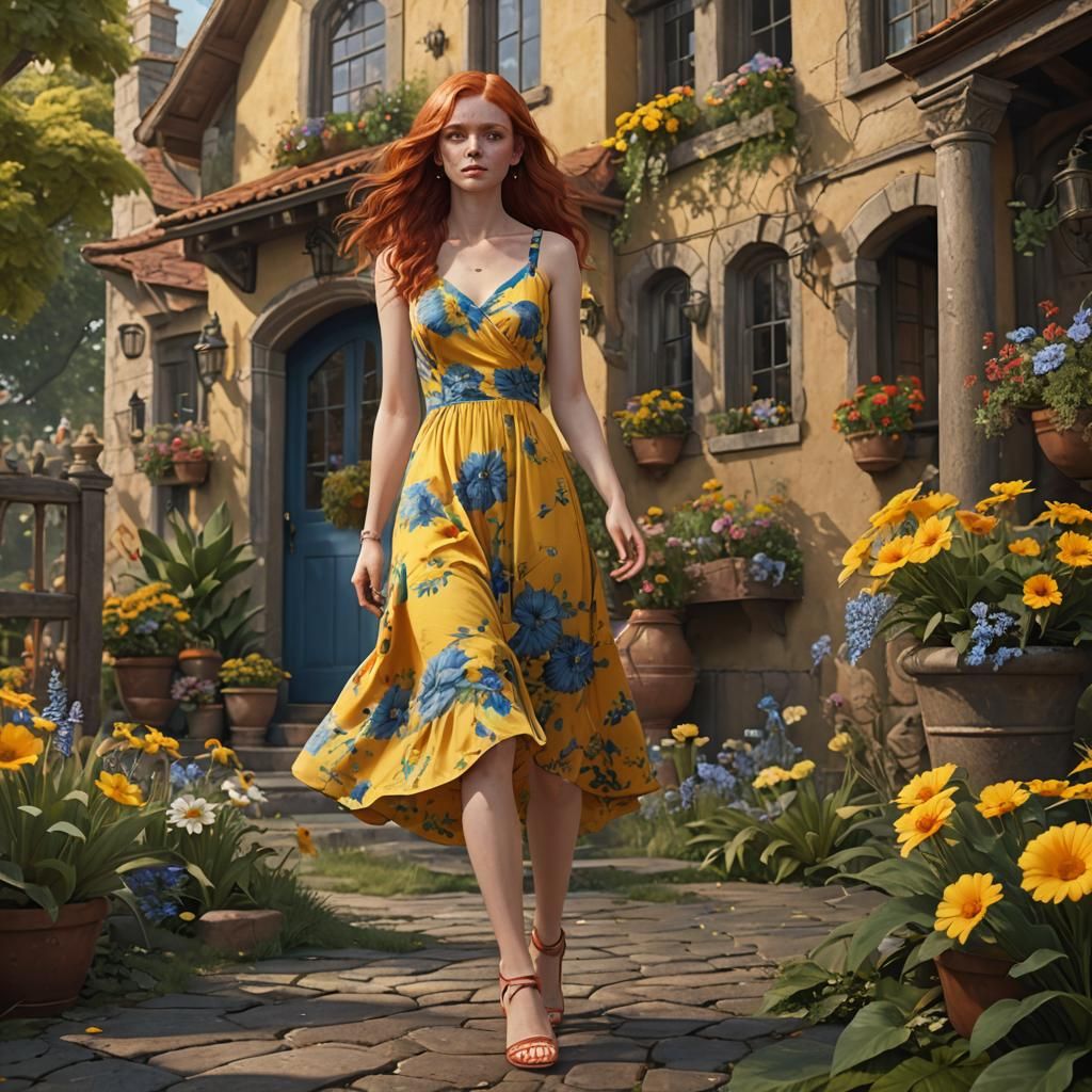 Woman Arriving at Party in Fantasy Concept Art
