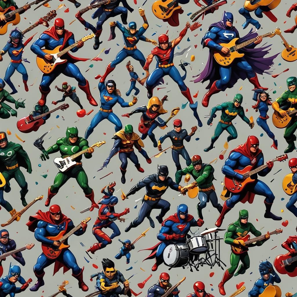 Superhero Music Battle in Bold Colors