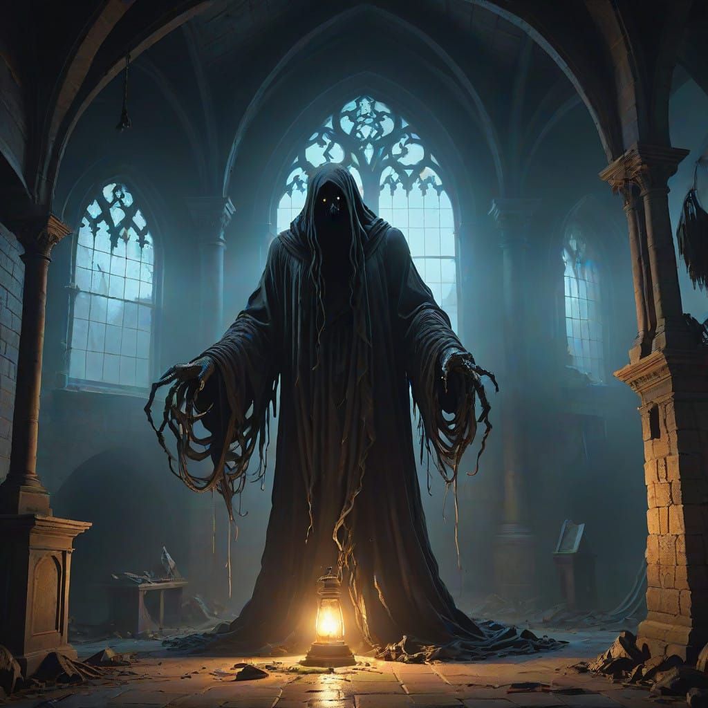 Gothic Bell Tower Dementor in Ominous, Hyper-Realistic Style