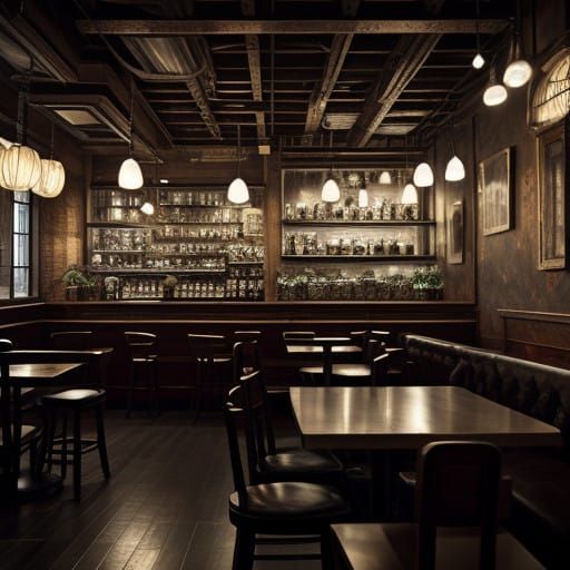 Vibrant Morning Cafe in Hyperrealistic HDR