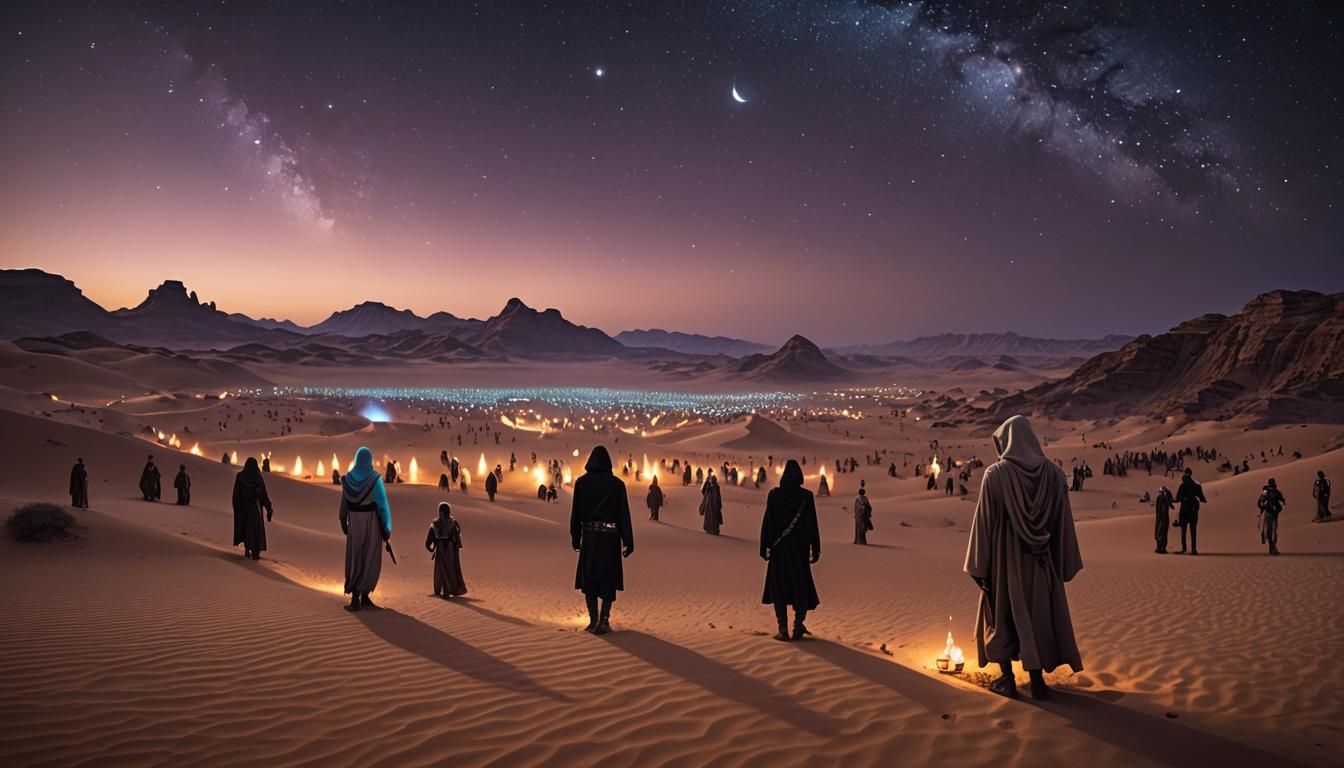Fantasy Desert Party on Tatooine at Night