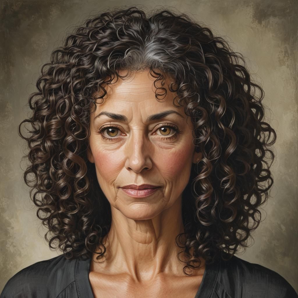 Portrait of a Dark-Haired Woman with Hazel Eyes