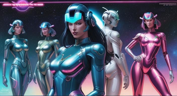 Retro-Futuristic Robot Girl in Sci-Fi Landscape