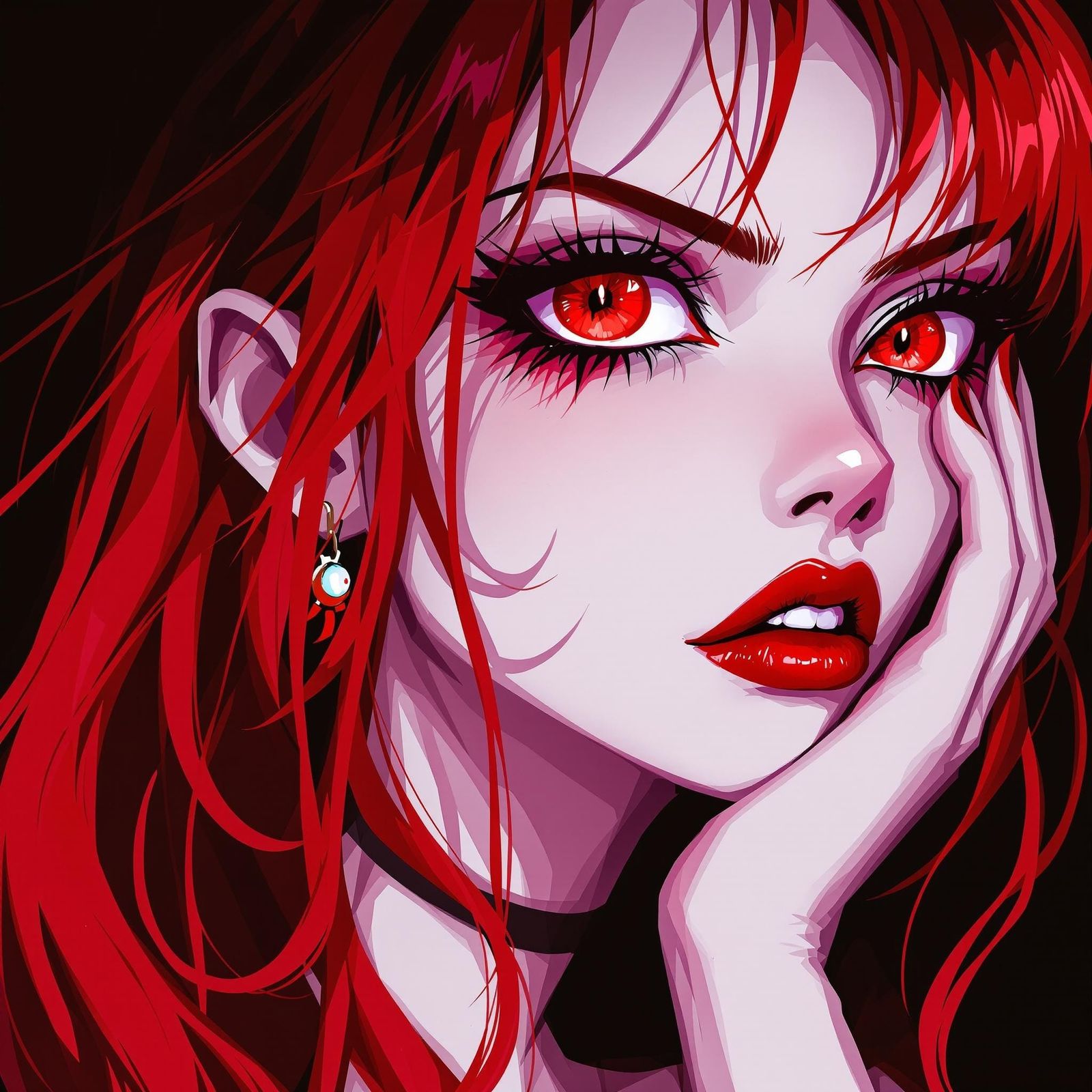 Vampire Woman in Dark Red Beauty
