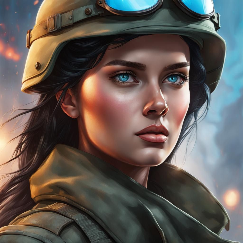 Rescued British Woman Portrait in Hyperdetailed Style