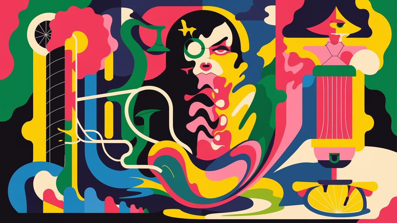 Kinetic Art: Abstract Pinup in Fluorescent Colors