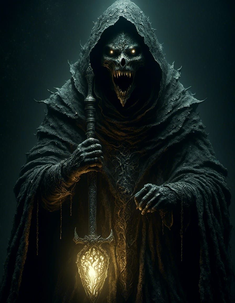 Arcane Punk Creature with Glowing Skin and Sword