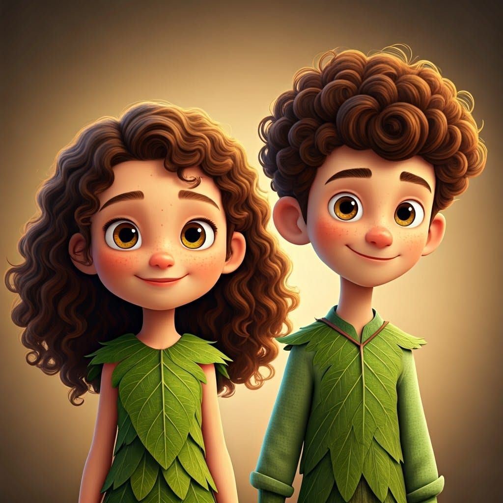 Pixar-Style Teenage Friends Standing Together in Whimsical H...