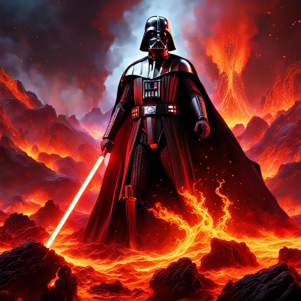 Darth Vader Surrounded by Fire: Matte Painting
