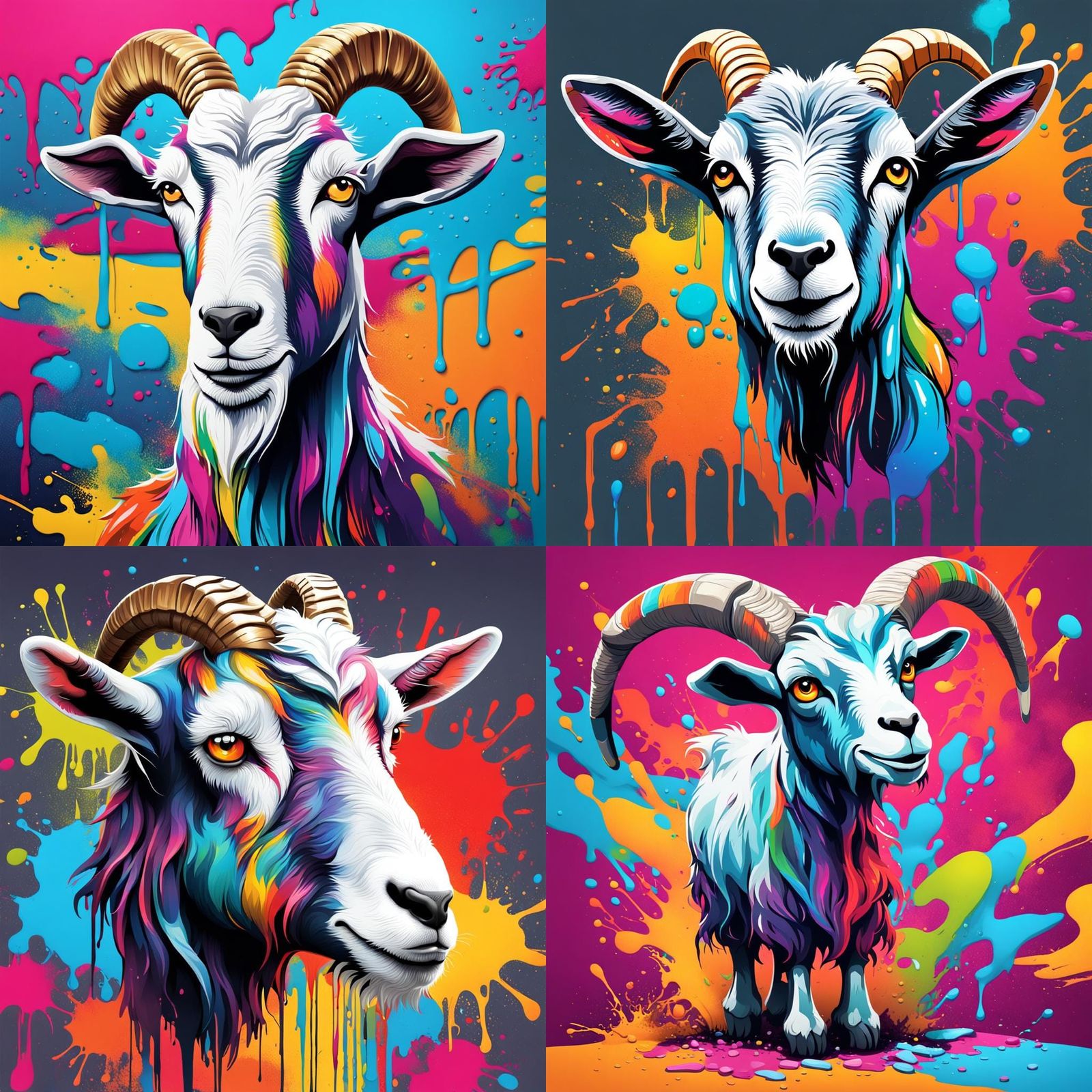 Realistic Goat Mascot in Graffiti Art Style