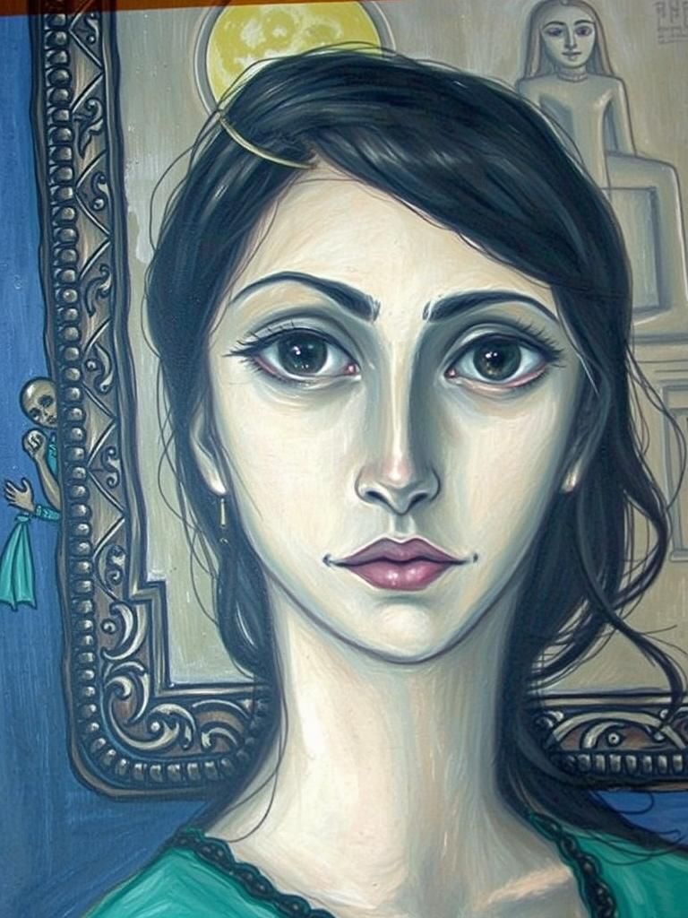 Photorealistic Portrait of Woman with Abu Simbel Backdrop