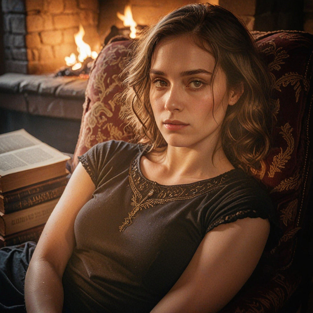 Woman Lost in Literary Reverie