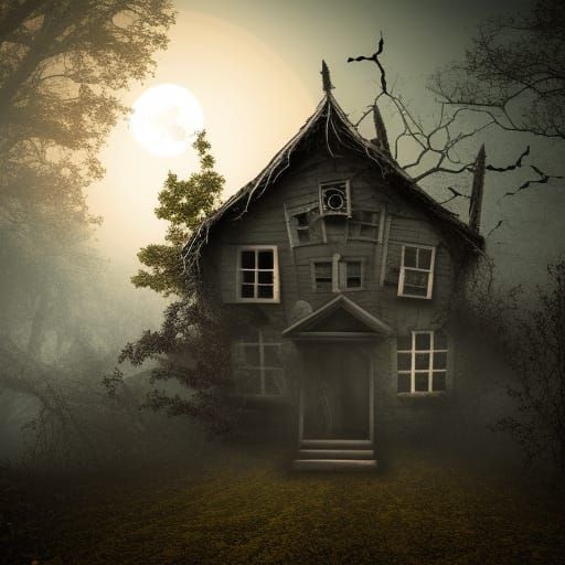Spooky Haunted House in Halloween Forest