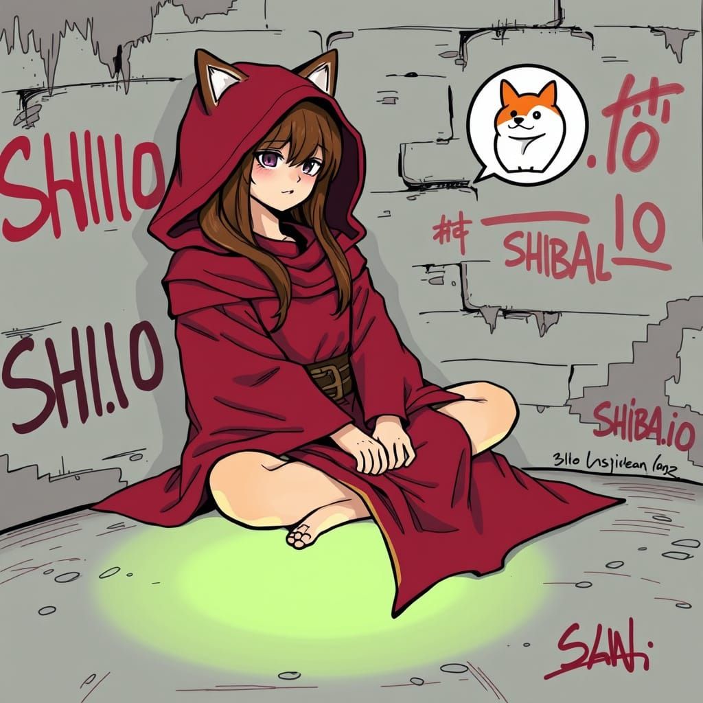 Shiba Inu Girl Sorceress in Comic Book Style