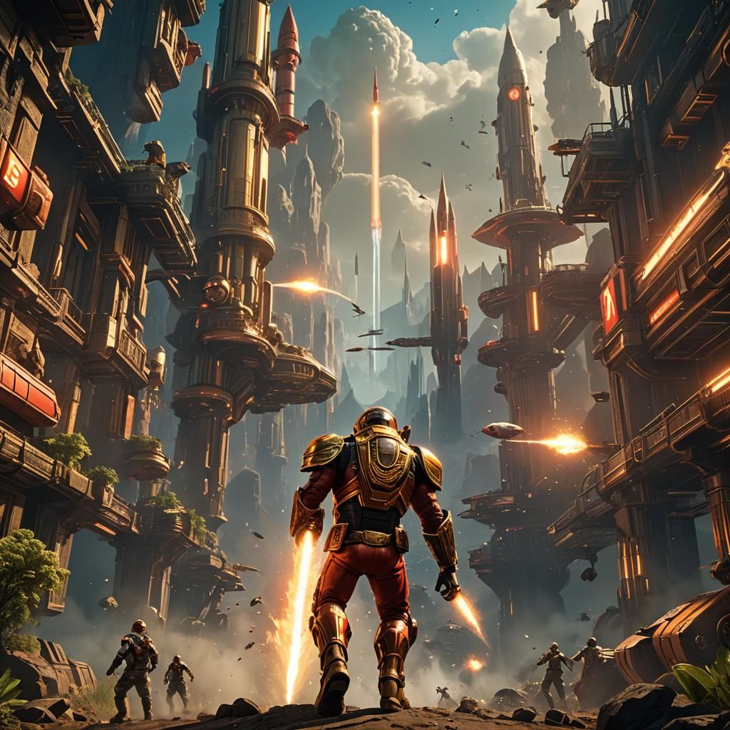 Flash Gordon Rocket in 3D Game Cinematic Style