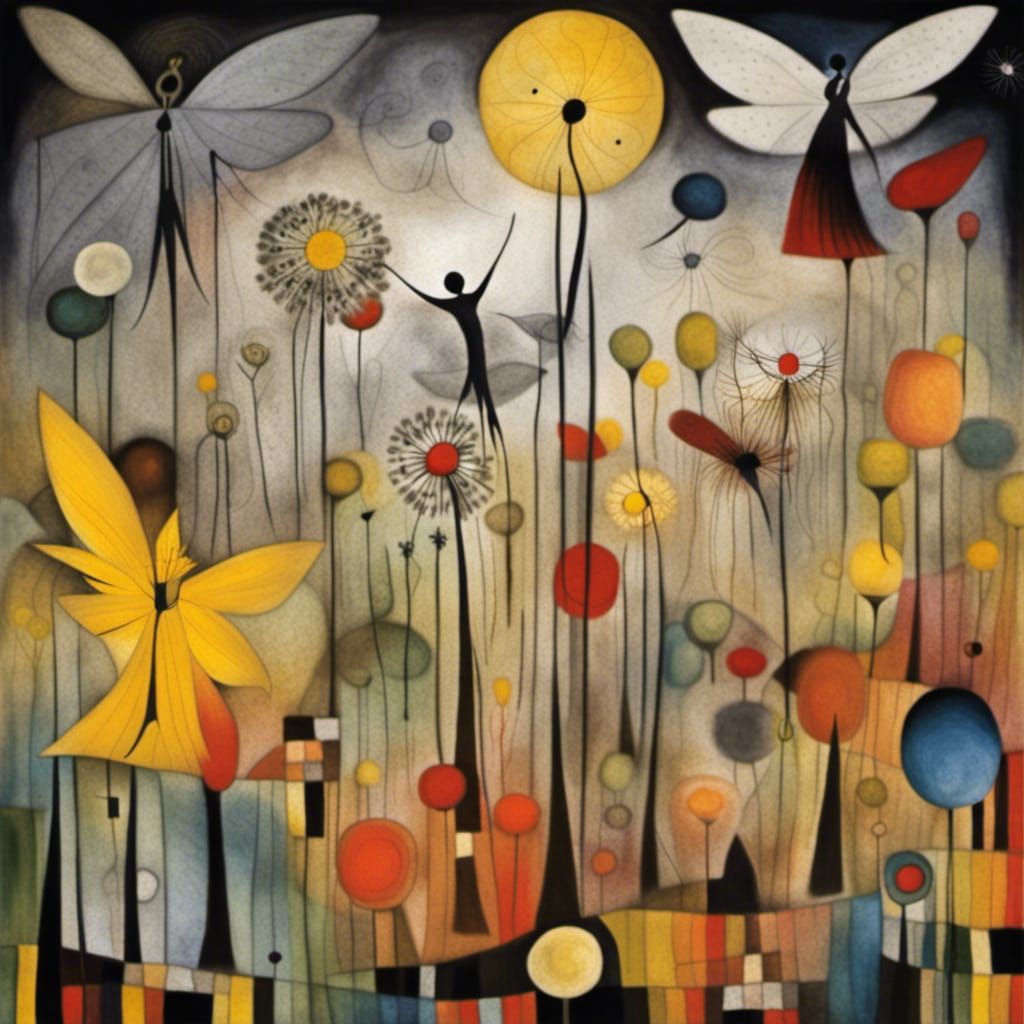 Fairies Making Wishes in a Surreal Dandelion Dreamscape